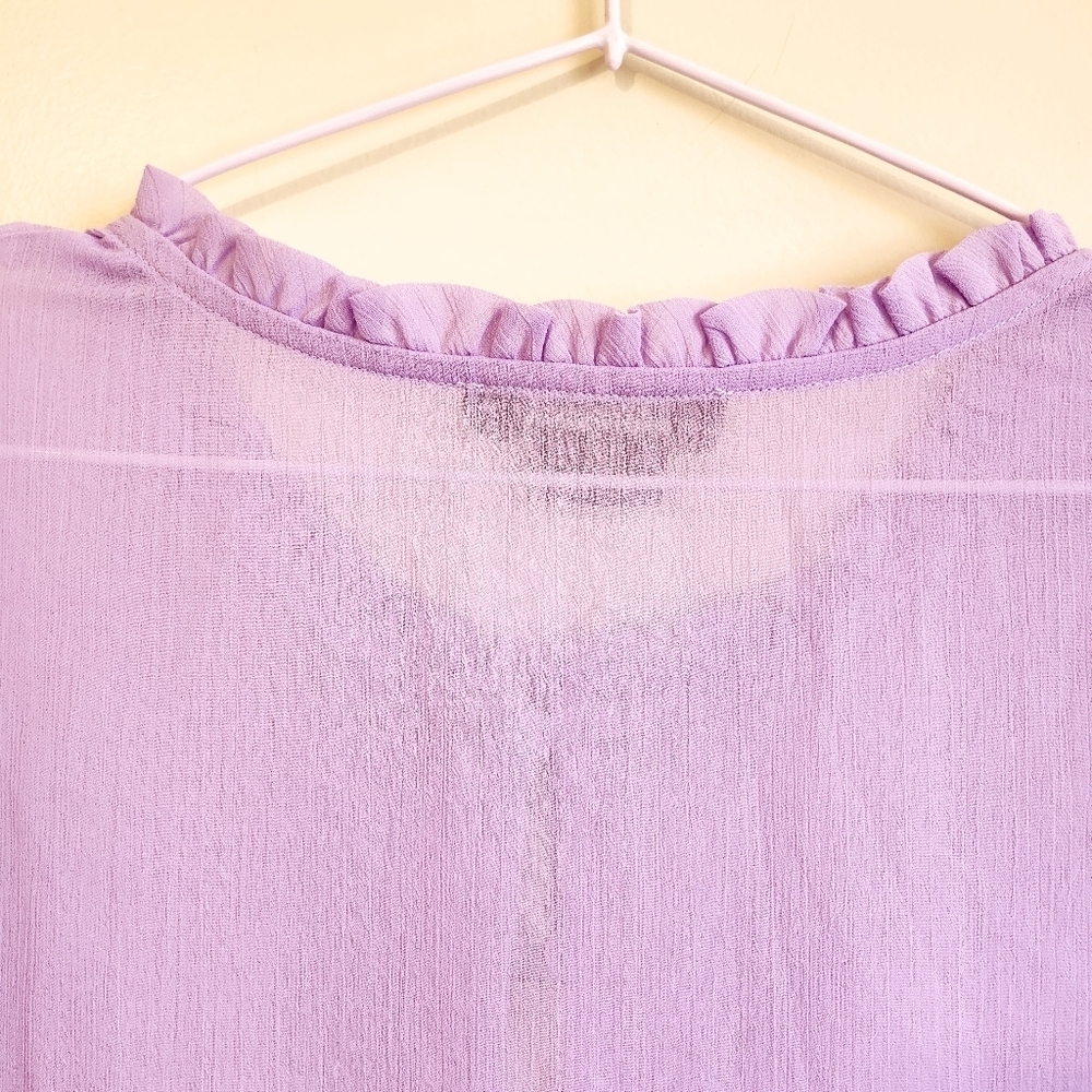 Light Purple Blouse With Flutter Sleeves - Flowy Lightweight Top - Picture 3 of 7